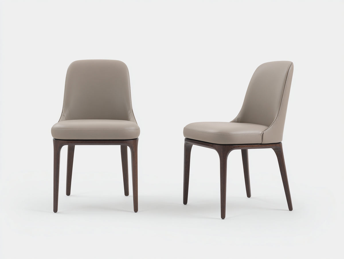 Sedia da pranzo - Ecopelle - Legno - 50x56x82 cm - Tortora - Stile moderno