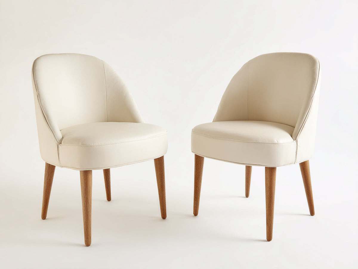 Sedia da pranzo - Similpelle-Legno - 55 x 58 x 82 cm - Avorio-Naturale - Stile moderno