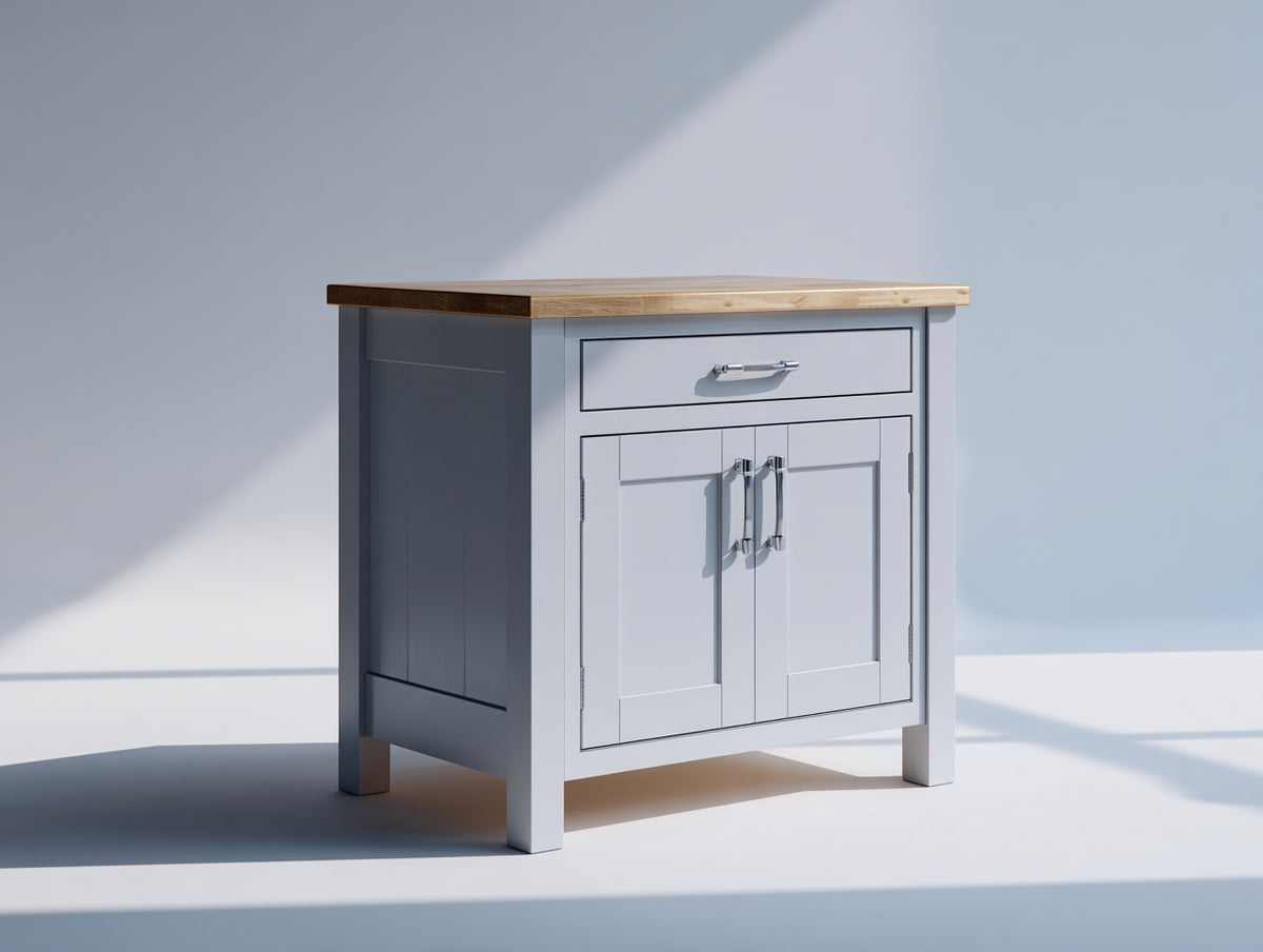 Credenza - Legno-Metallo - 80 x 40 x 85 cm - Grigio-Legno naturale - Stile moderno rustico