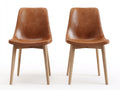 Sedia da pranzo - Similpelle-Legno - 49 x 54 x 83 cm - Marrone-Naturale - Stile moderno