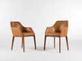 Sedia da pranzo - Ecopelle - Legno - 58x62x82 cm - Marrone chiaro - Stile moderno