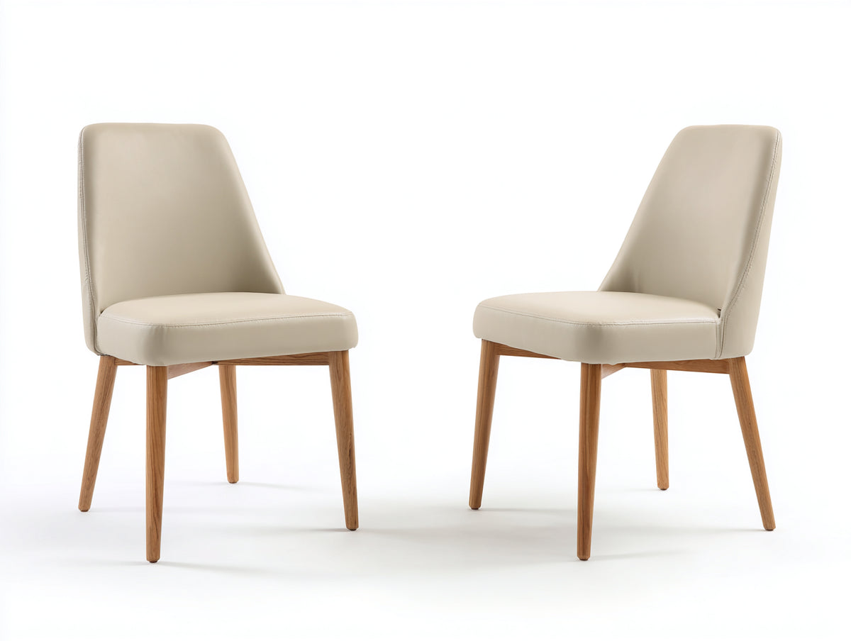 Sedia da pranzo - Ecopelle - 50x56x82 cm - Beige - Stile moderno