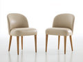 Sedia da pranzo - Similpelle-Legno - 53 x 58 x 81 cm - Beige-Naturale - Stile moderno