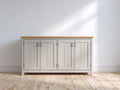 Credenza - Legno - 160 x 40 x 80 cm - Beige-Legno naturale - Stile rustico moderno