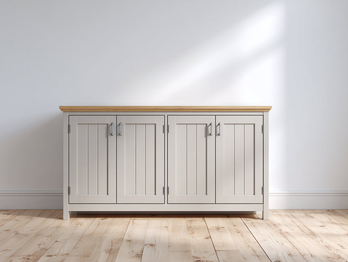 Credenza - Legno - 160 x 40 x 80 cm - Beige-Legno naturale - Stile rustico moderno