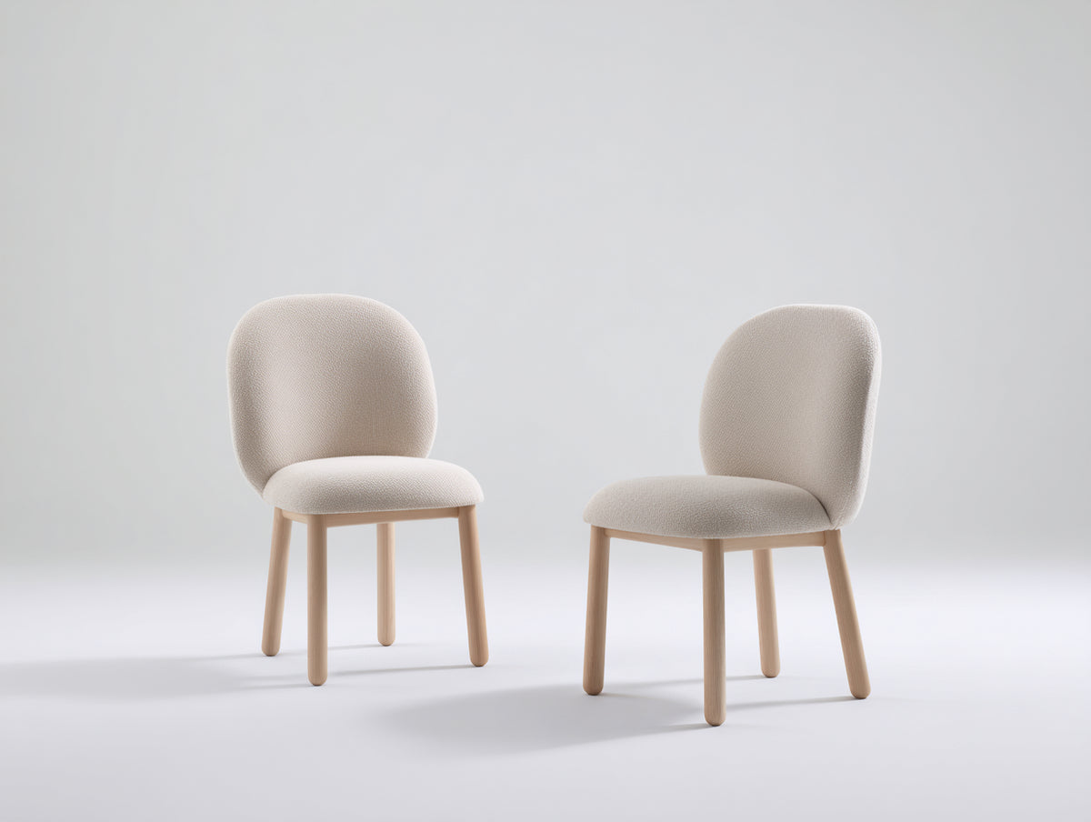 Sedia da pranzo - Tessuto-Legno - 50 x 55 x 81 cm - Beige-Naturale - Stile moderno