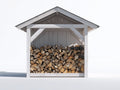 Portalegna - Legno - 180x60x150 cm - Bianco-Grigio - Stile rustico