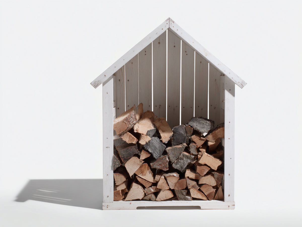 Portalegna - Legno - 100x50x120 cm - Bianco - Stile rustico