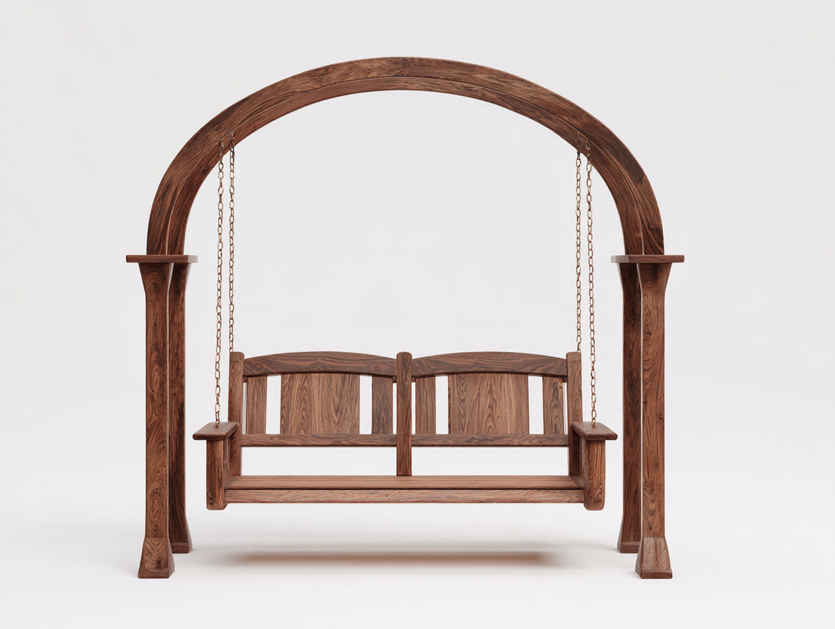 Dondolo da giardino - Legno - 160x100x180 cm - Marrone - Stile moderno