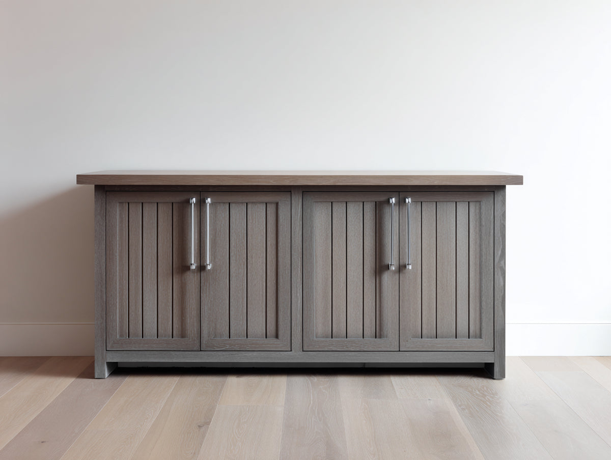 Credenza - Legno-Metallo - 160 x 40 x 80 cm - Grigio rovere - Stile rustico moderno