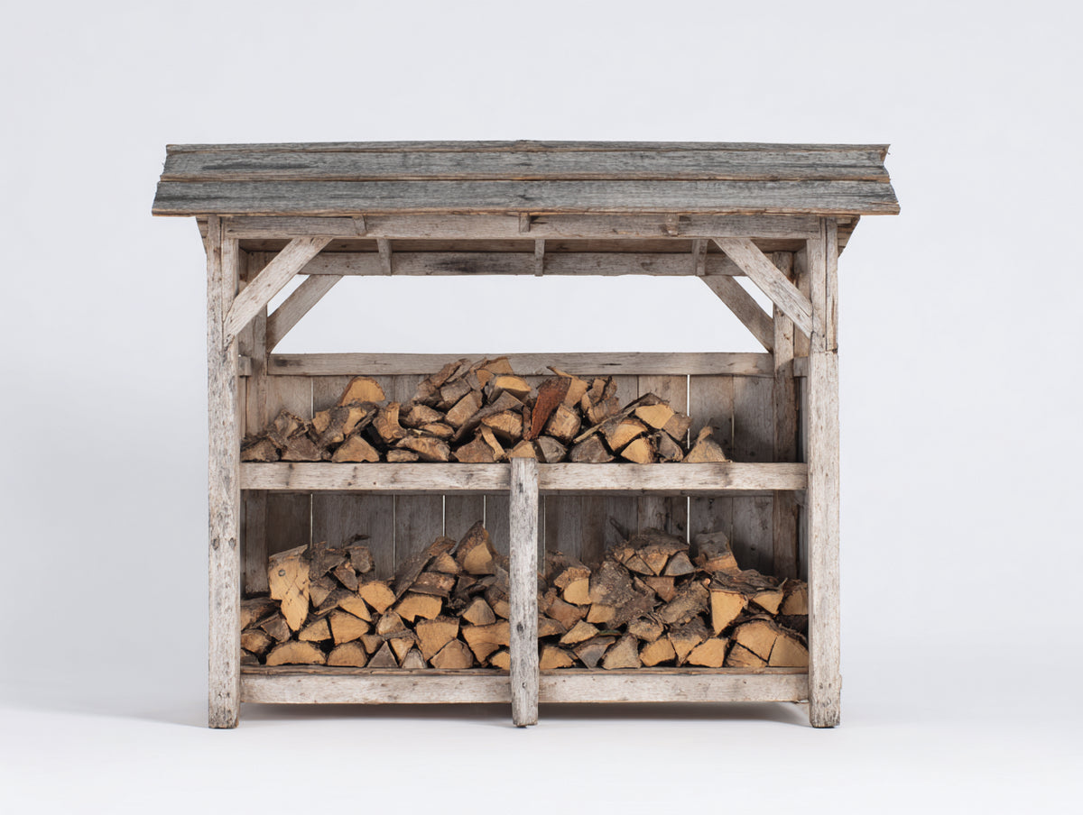 Portalegna - Legno - 160x60x150 cm - Grigio-Bianco - Stile rustico