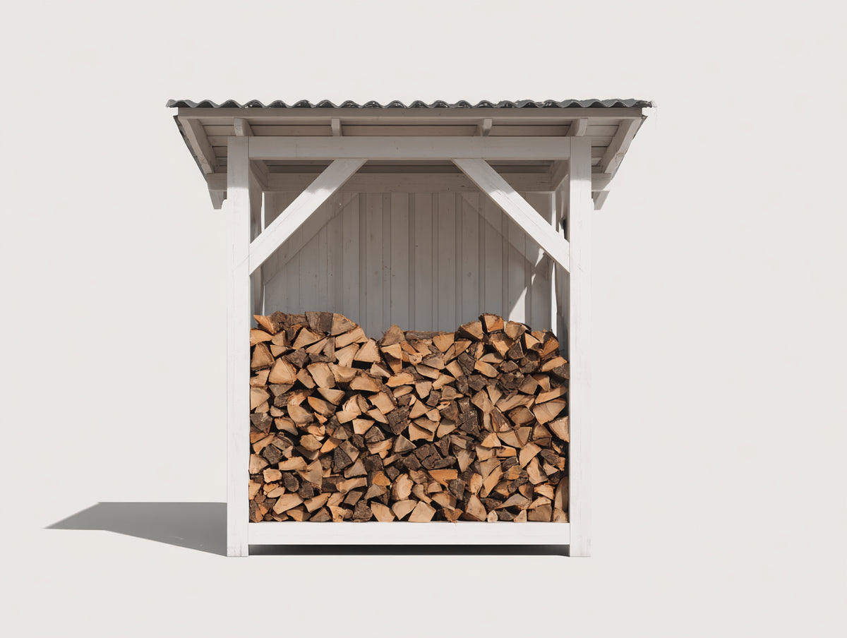 Portalegna - Legno - 160x60x150 cm - Bianco - Stile rustico