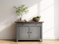 Credenza - Legno-Metallo - 100 x 40 x 85 cm - Grigio-Legno naturale - Stile moderno rustico