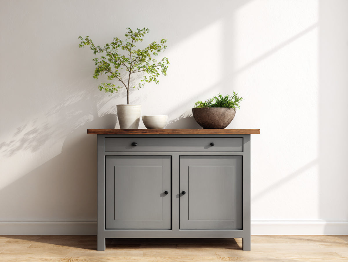 Credenza - Legno-Metallo - 100 x 40 x 85 cm - Grigio-Legno naturale - Stile moderno rustico