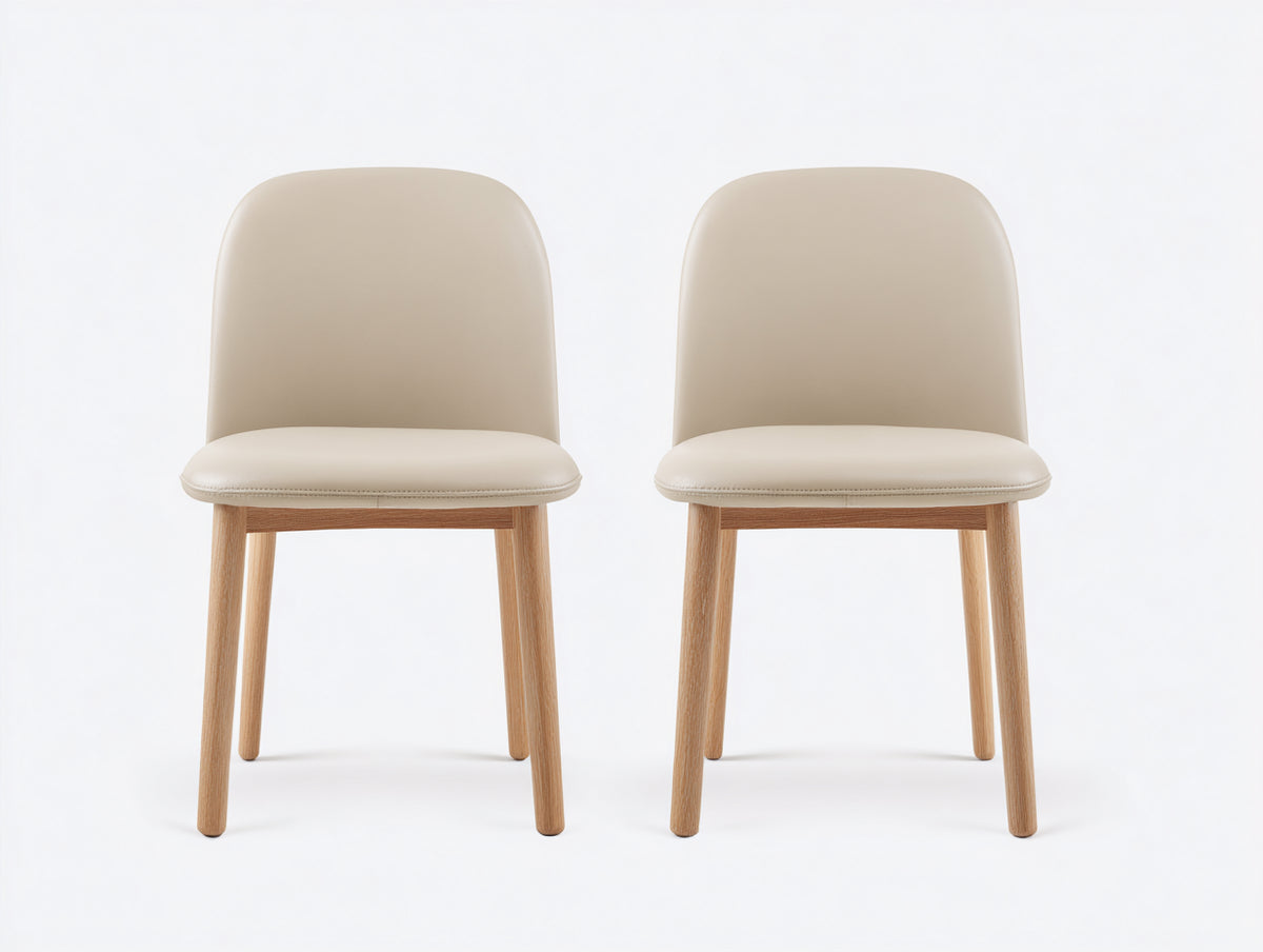 Sedia da pranzo - Ecopelle - 48x56x82 cm - Beige - Stile moderno