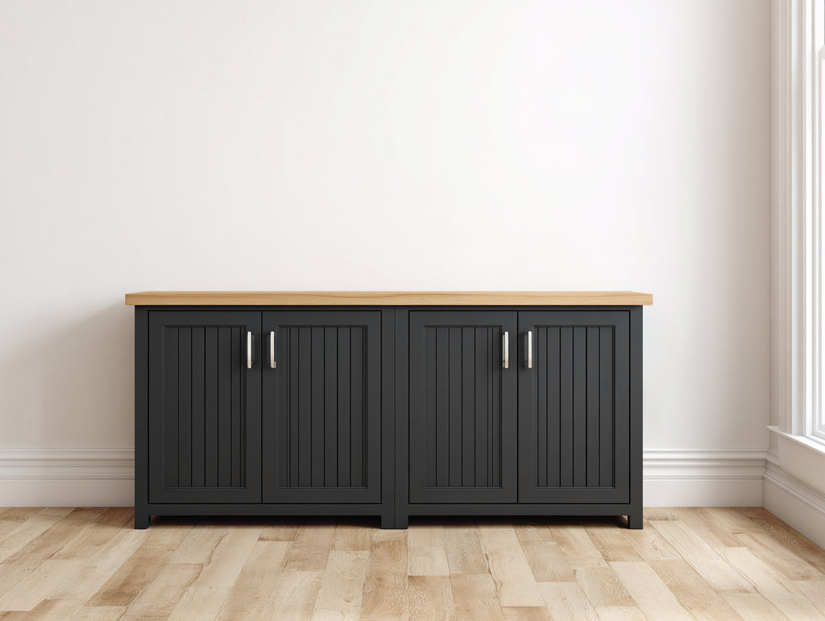 Credenza - Legno-Metallo - 170 x 42 x 82 cm - Antracite-Legno naturale - Stile contemporaneo rustico