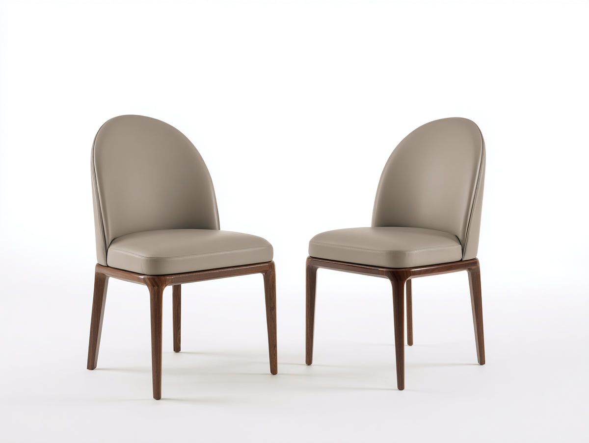 Sedia da pranzo - Similpelle-Legno - 51 x 57 x 84 cm - Tortora-Noce - Stile moderno