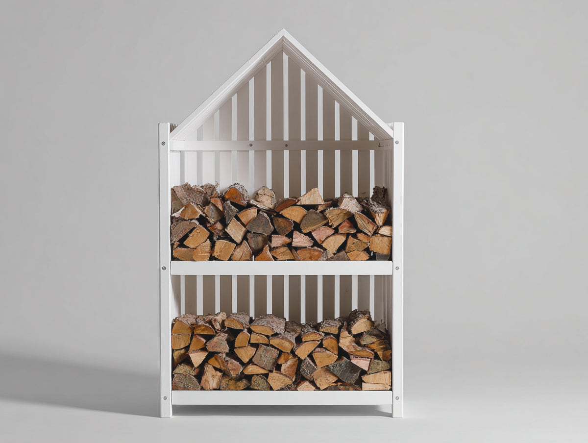 Portalegna - Legno - 100x40x150 cm - Bianco - Stile moderno