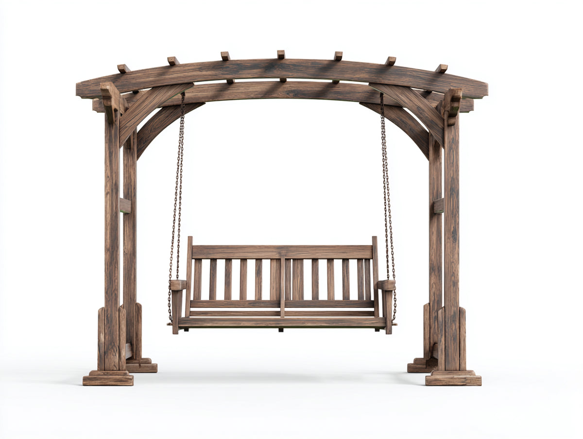 Dondolo da giardino - Legno - 180x120x190 cm - Marrone - Stile rustico