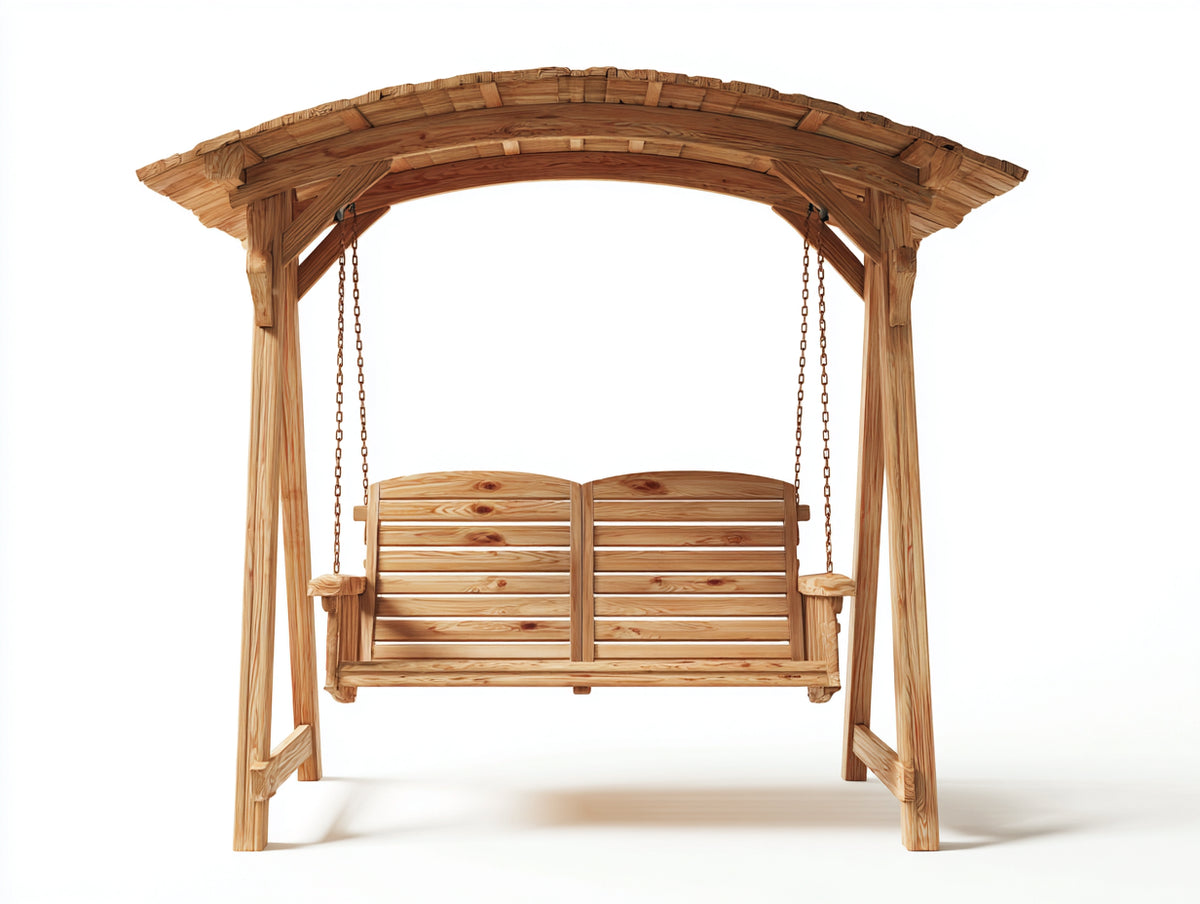 Dondolo da giardino - Legno - 170x110x180 cm - Legno naturale - Stile rustico