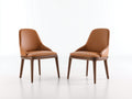 Sedia da pranzo - Ecopelle - Legno - 52x57x82 cm - Marrone - Stile moderno