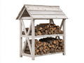 Portalegna - Legno - 150x50x140 cm - Bianco - Stile rustico