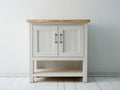 Credenza - Legno-Metallo - 80 x 40 x 90 cm - Bianco-Legno naturale - Stile country moderno
